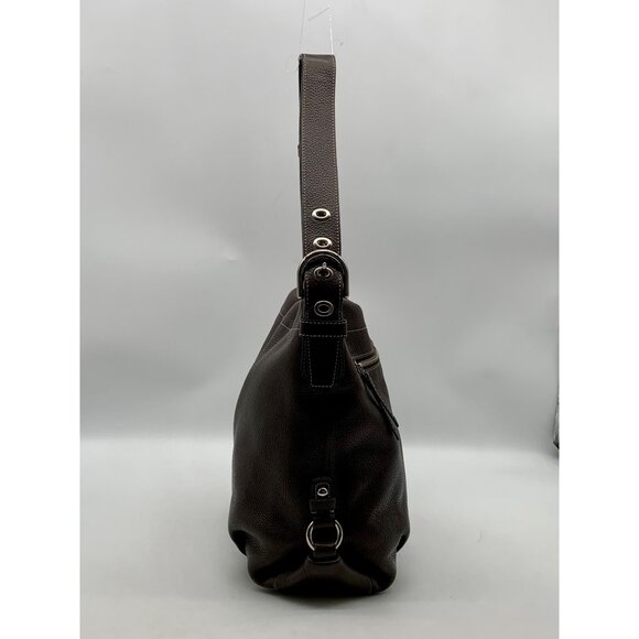 Coach 2-Way Brown Pebbled Leather Duffle Shoulder Bag (F15064) - Picture 3 of 12